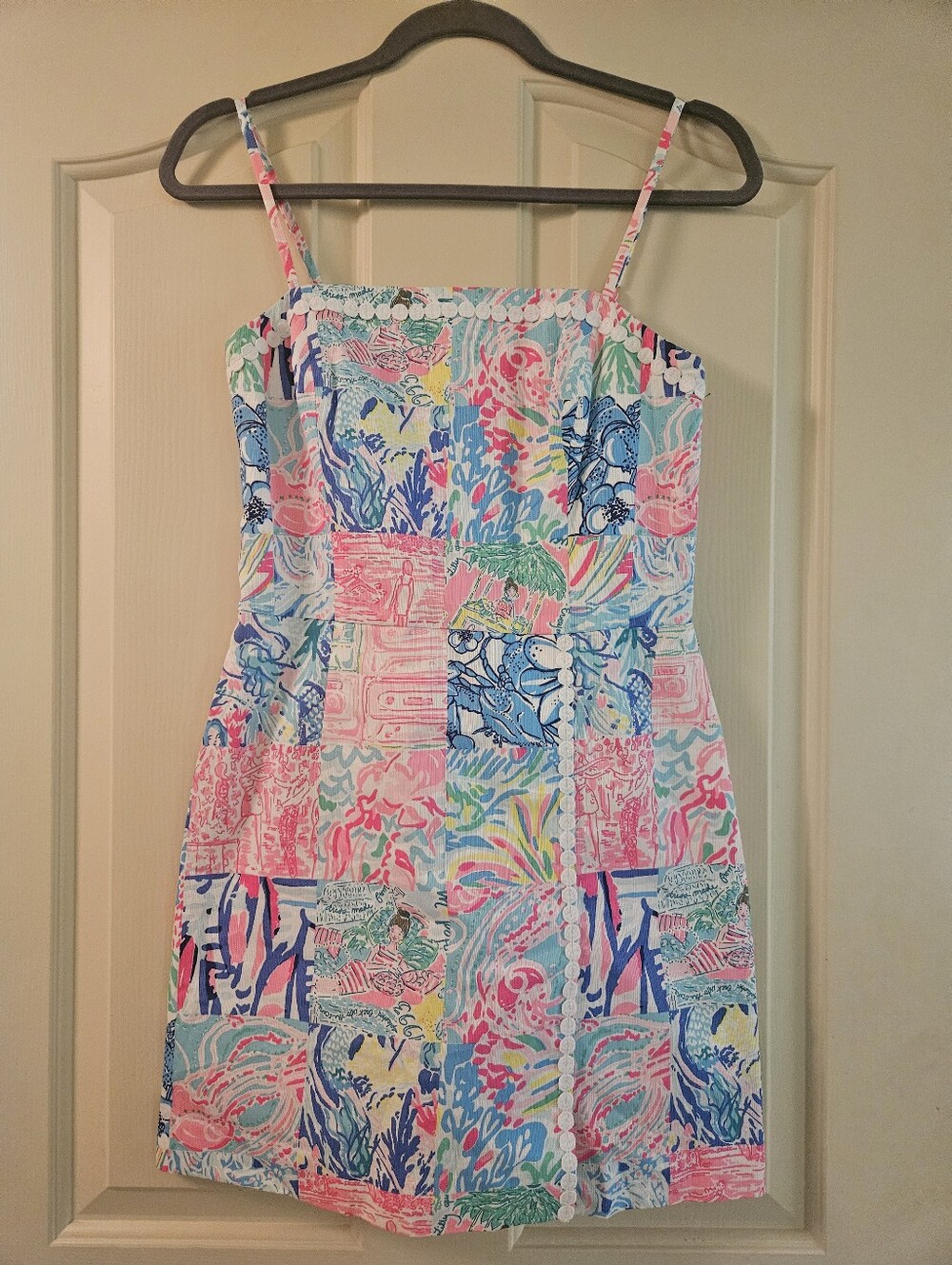Lilly Pulitzer Vibrant Tropical Patchwork Sundress - Pink Blue Green
